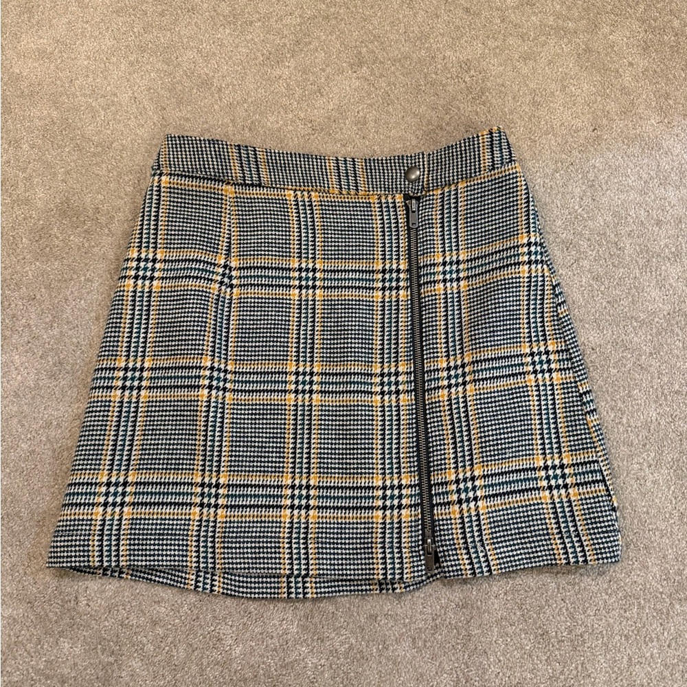 Abercrombie & Fitch Plaid Mini Skirt - Black and Yellow
